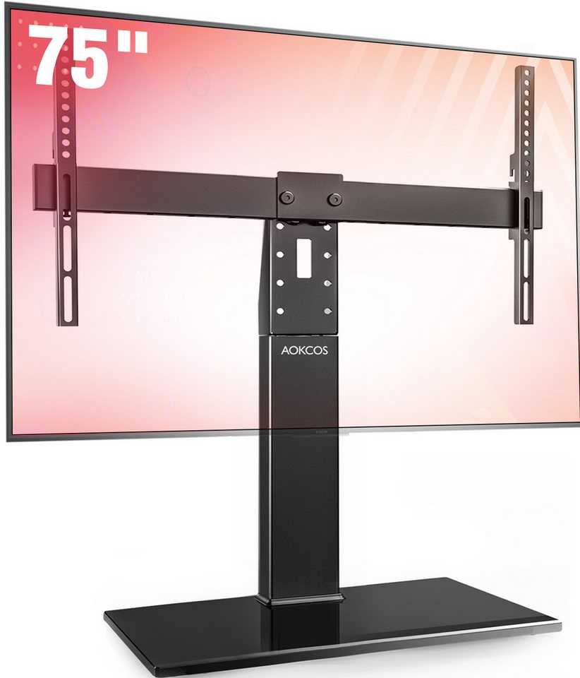 AOKCOS TV-Ständer höhenverstellbar, ±25° schwenkbar, 32-75 Zoll, (bis 75 Zoll, rutschfeste Füße, Tisch-TV-Ständer)