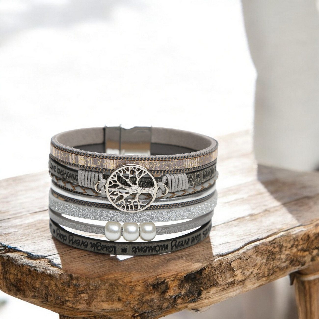 KARMA Armband Damen Wickelarmband mit Lebensbaum Anhänger (Damenschmuck Arm günstig online kaufen