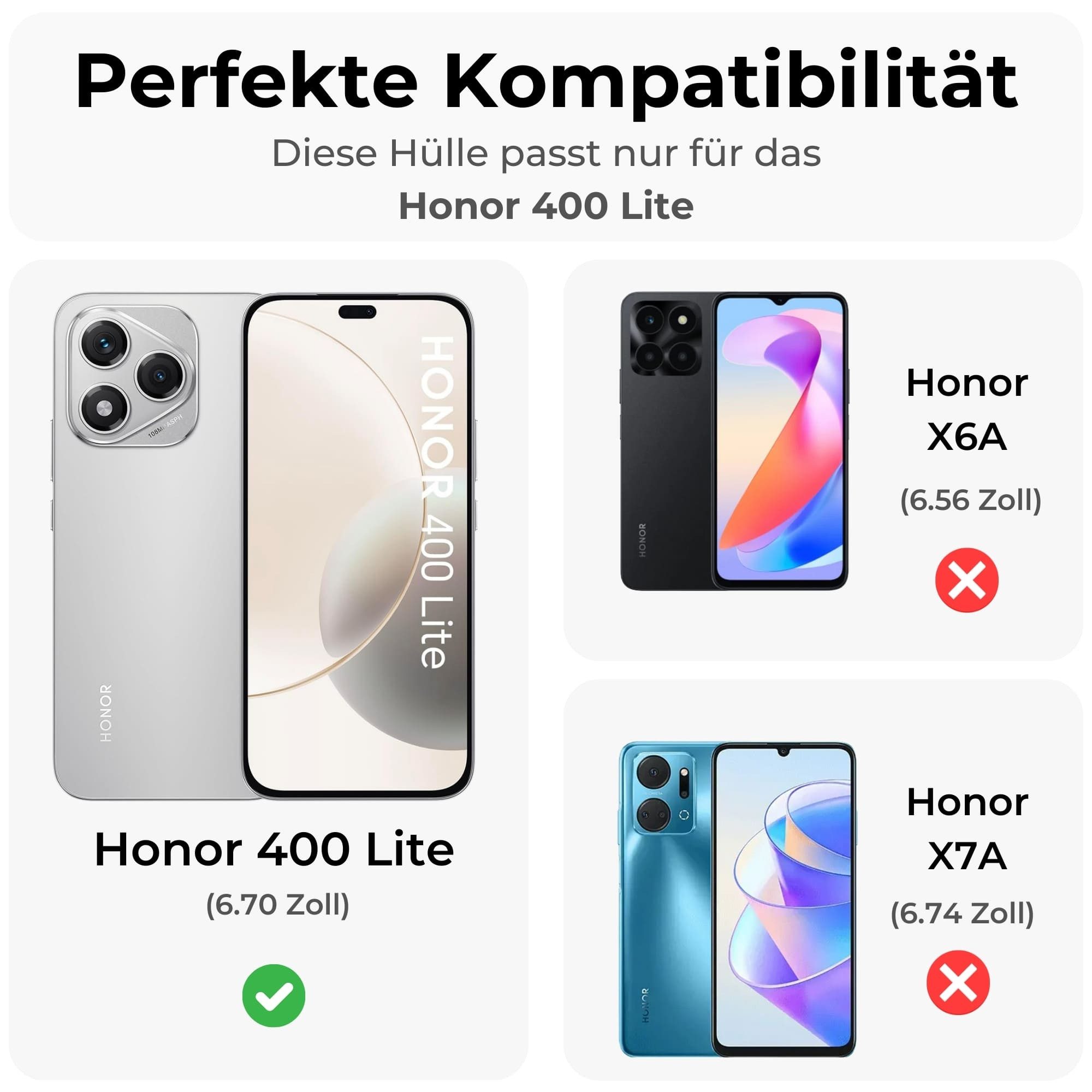 betterfon Handyhülle Handytasche für Honor 400 Lite Handyhülle Klapphülle, Bookstyle-Hülle: Magnetverschluss 3 Kartenfächer & Standfunktion – Bild 2 von 5