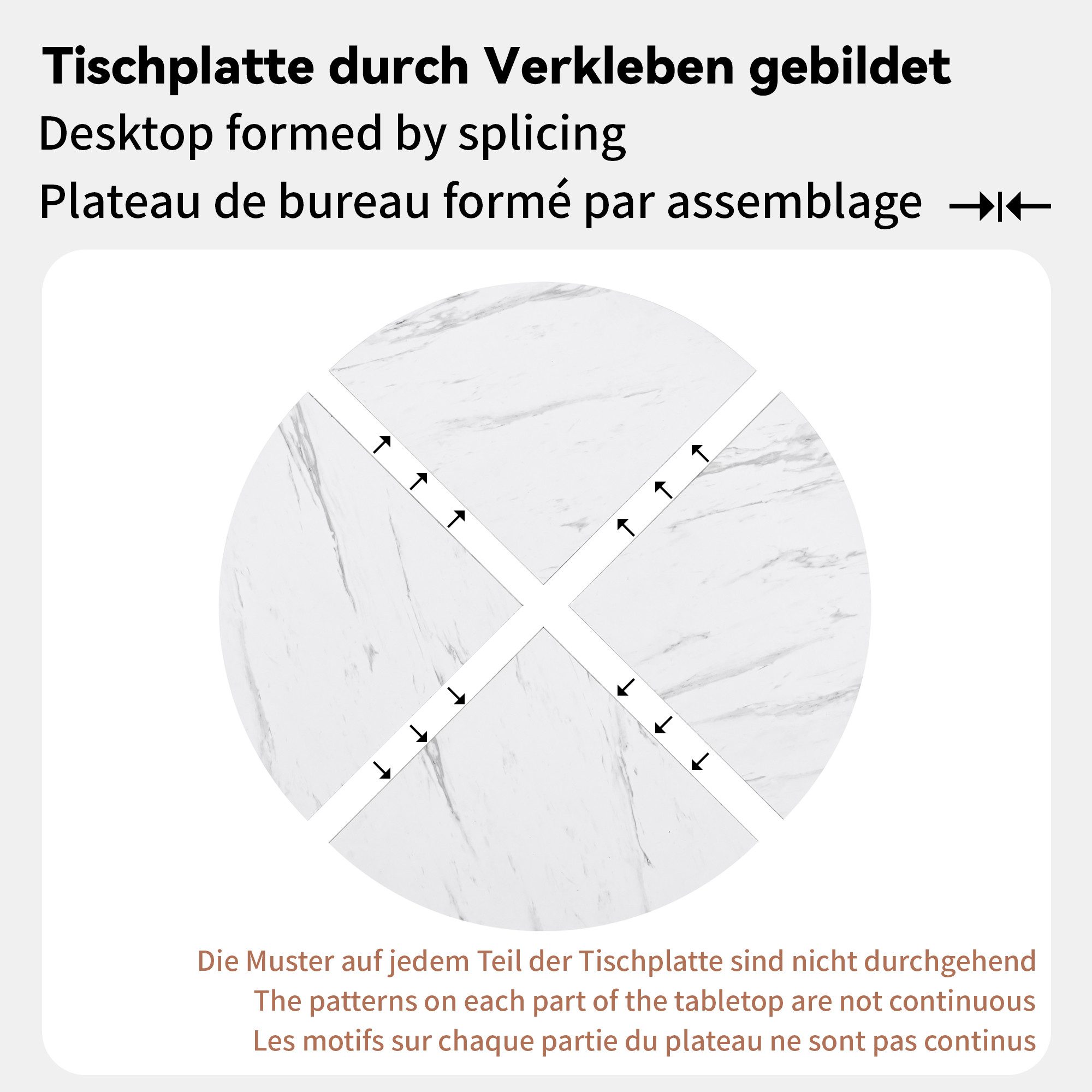 Flieks Essgruppe runder Esstisch mit 4 Stühlen Set, (Set, 5-tlg., 1 Tisch mit 4 Stühlen), Sitzgruppe Küchetisch 100x75cm Esszimmertühle Samt Metallbeine – Bild 5 von 5