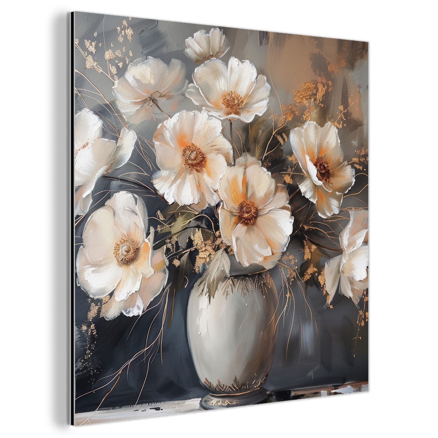 MuchoWow Metallbild Blumen - Weiß - günstig online kaufen