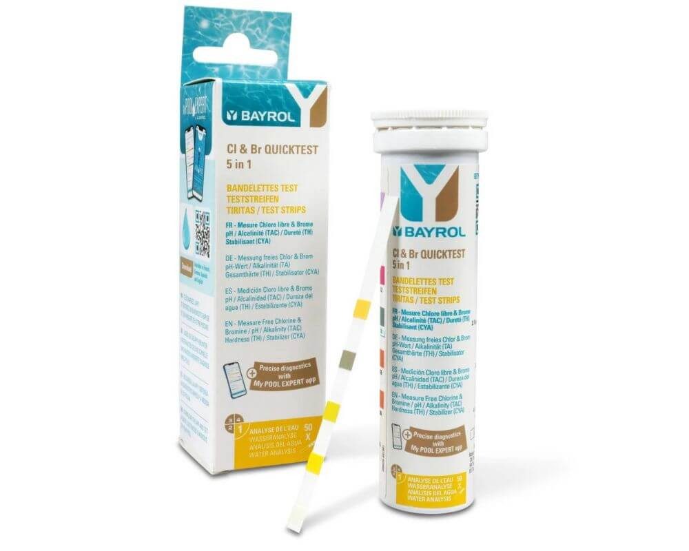 Pooltester BAYROL Cl & Br Quicktest 5 in 1 (Dose mit 50 Teststreifen)