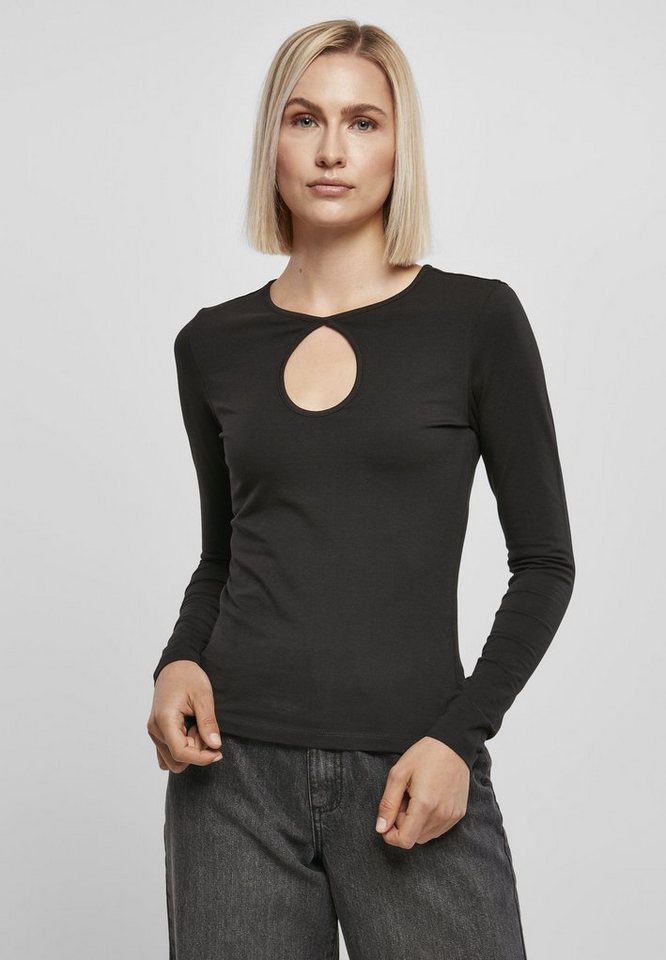 URBAN CLASSICS Langarmshirt Damen Ladies Organic Keyhole Longsleeve (1-tlg),  Stylisches T-Shirt aus angenehmer Baumwollmischung