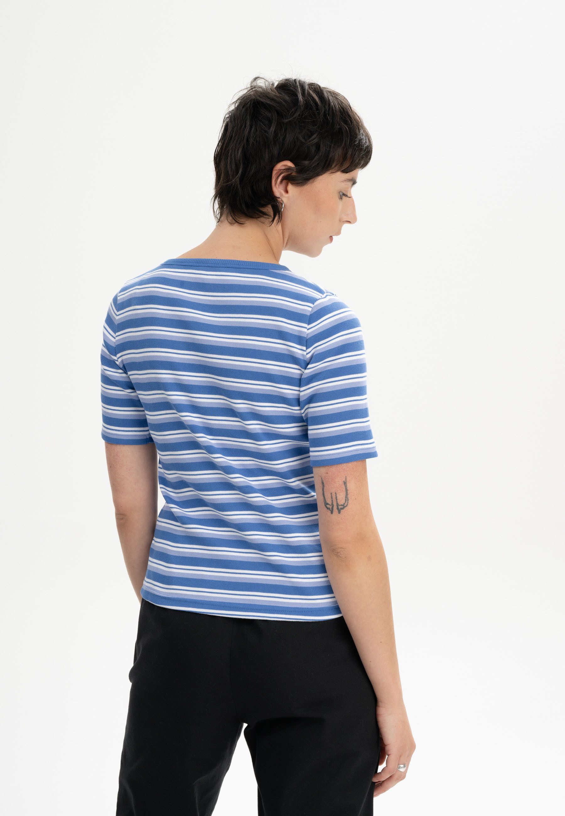 MELA Kurzarmshirt Ripp T-Shirt Style JASLEEN Kurze Ärmel