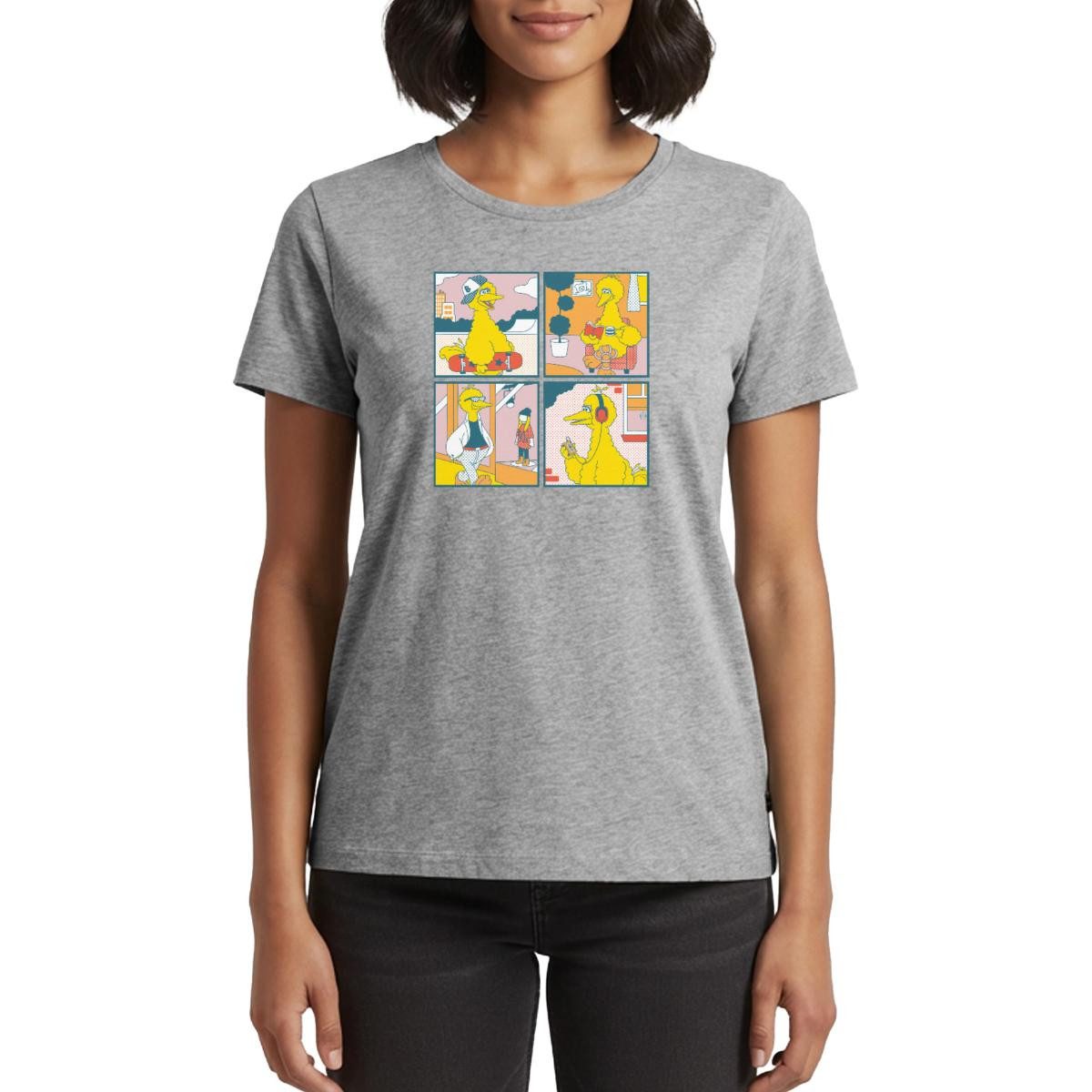 Spreadshirt T-Shirt Sesamstraße Bibo Comic Kacheln Frauen Premium T-Shirt (1-tlg)