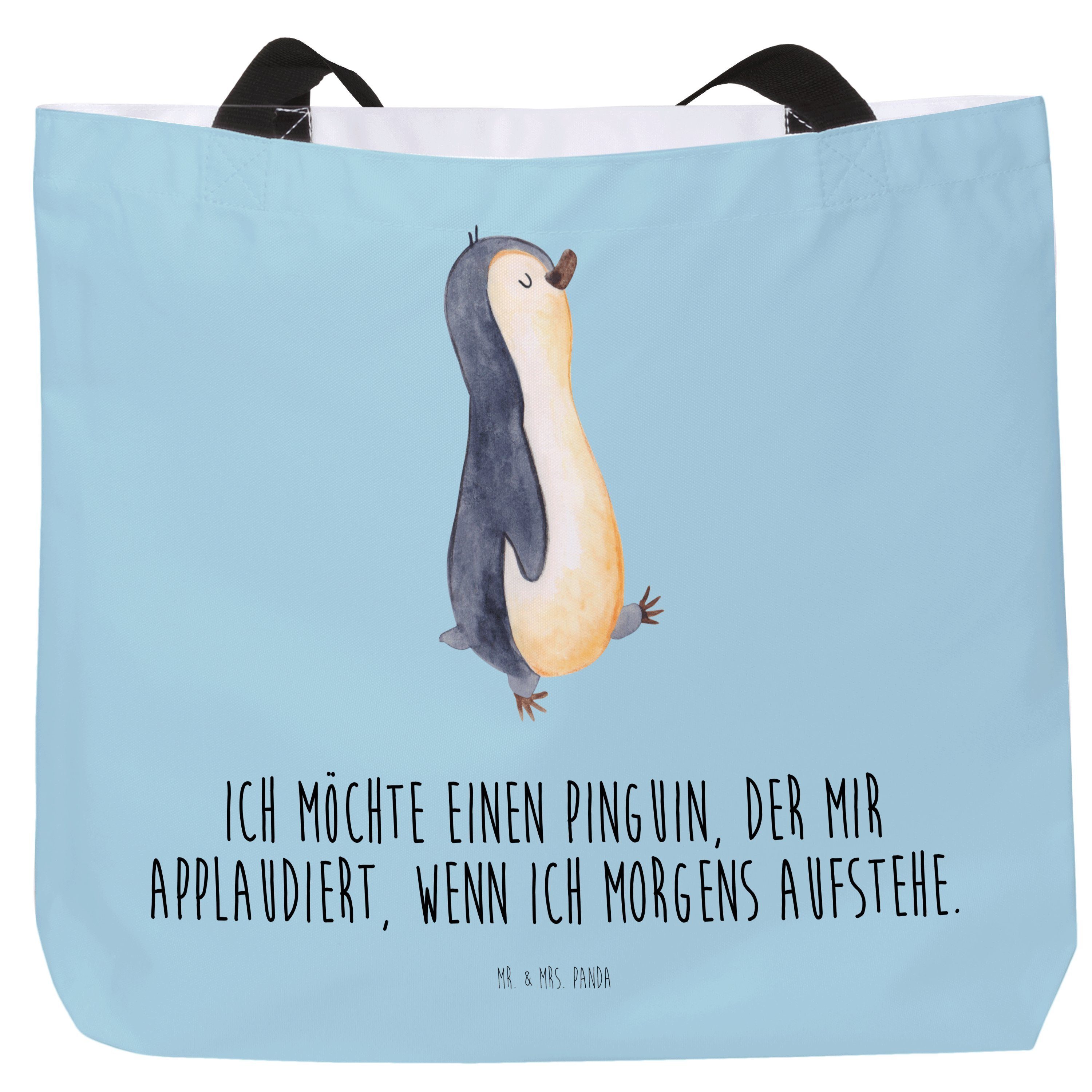 Mr. & Mrs. Familie, zufrieden, Geschenk, Panda - (1-tlg) Pinguin Eisblau spazie marschierend Shopper 