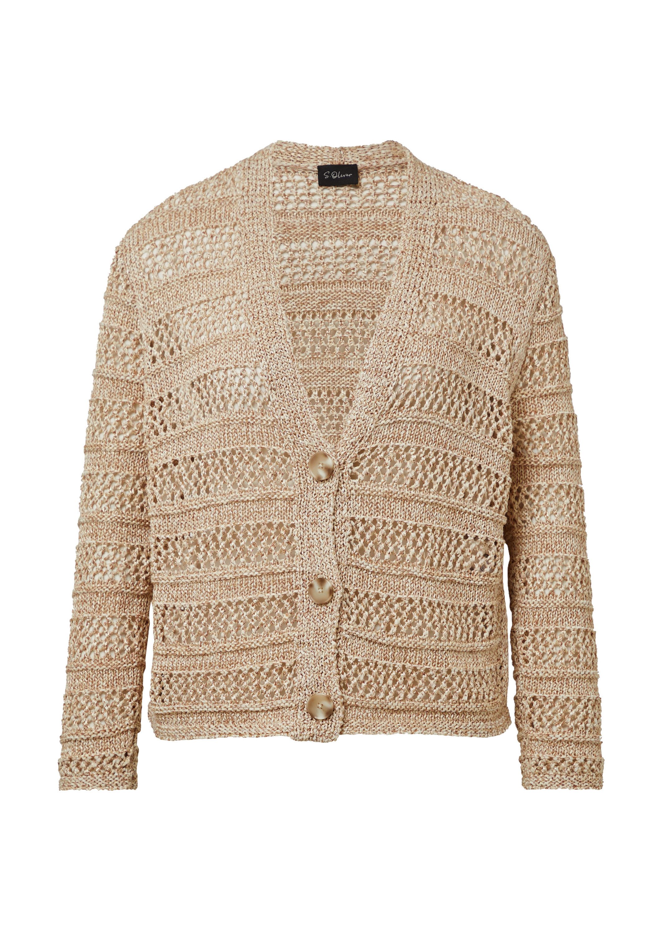 s.Oliver Cardigan Strickjacke Loose-Fit-Cardigan mit Ajourmuster günstig online kaufen
