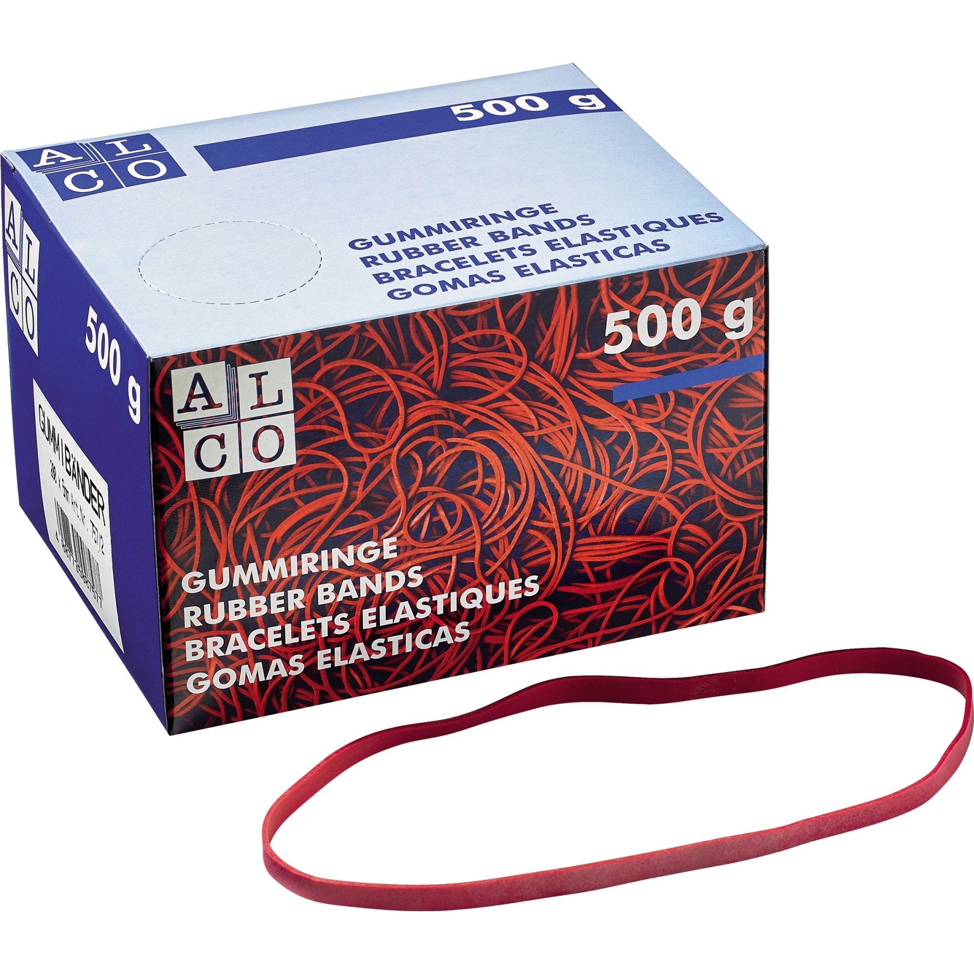 ALCO Gummiband ALCO Gummibänder rot 0,6 x 20cm Nr. 757/2, Karton= 500g, Kautschuk