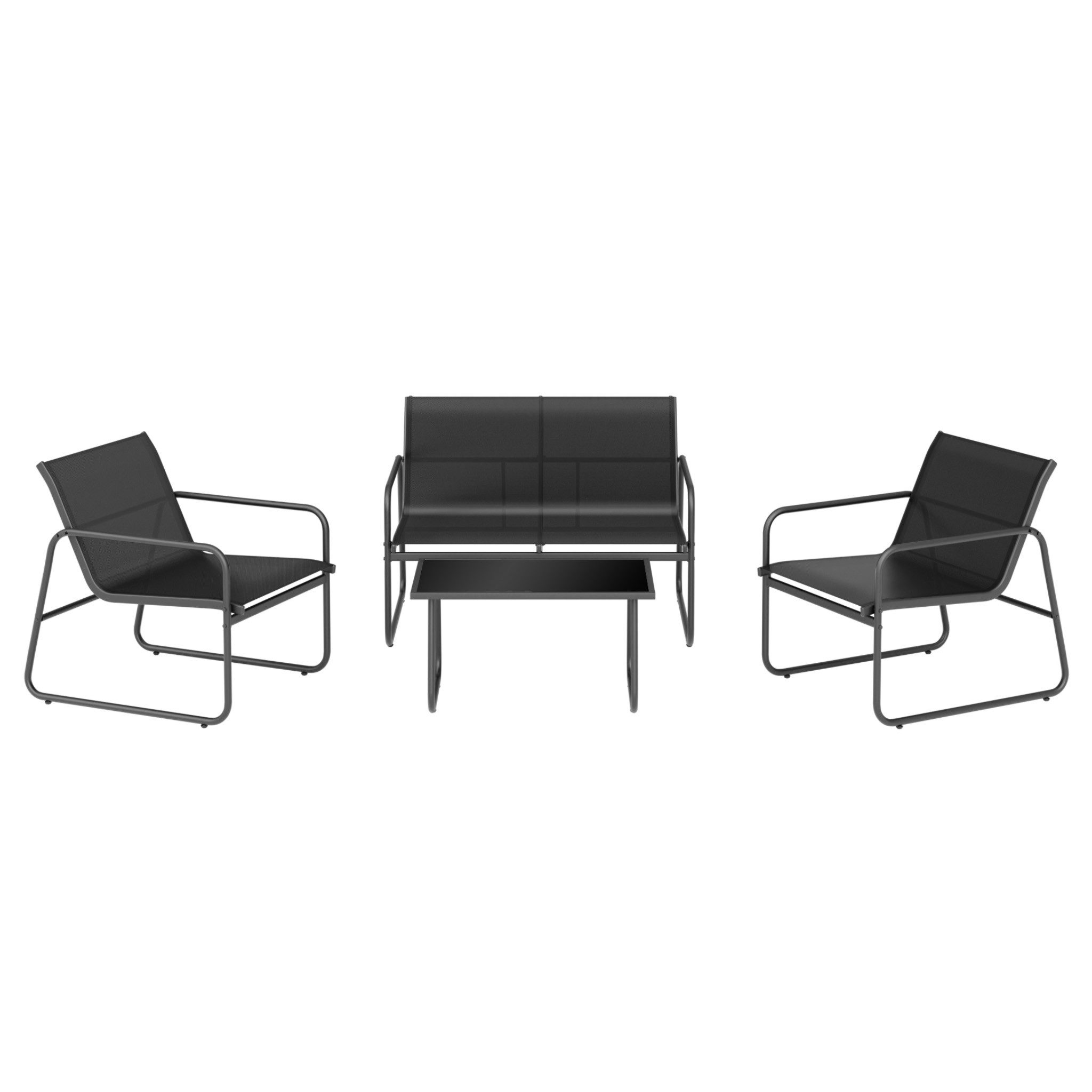 Mondeer Balkonset Gartenmöbel Set 4-tlg, (1 Tisch mit 1 Doppelstuhl 2 Einzelstühlen), Ergonomischen Armlehnen und Stabilem Stahlrahmen