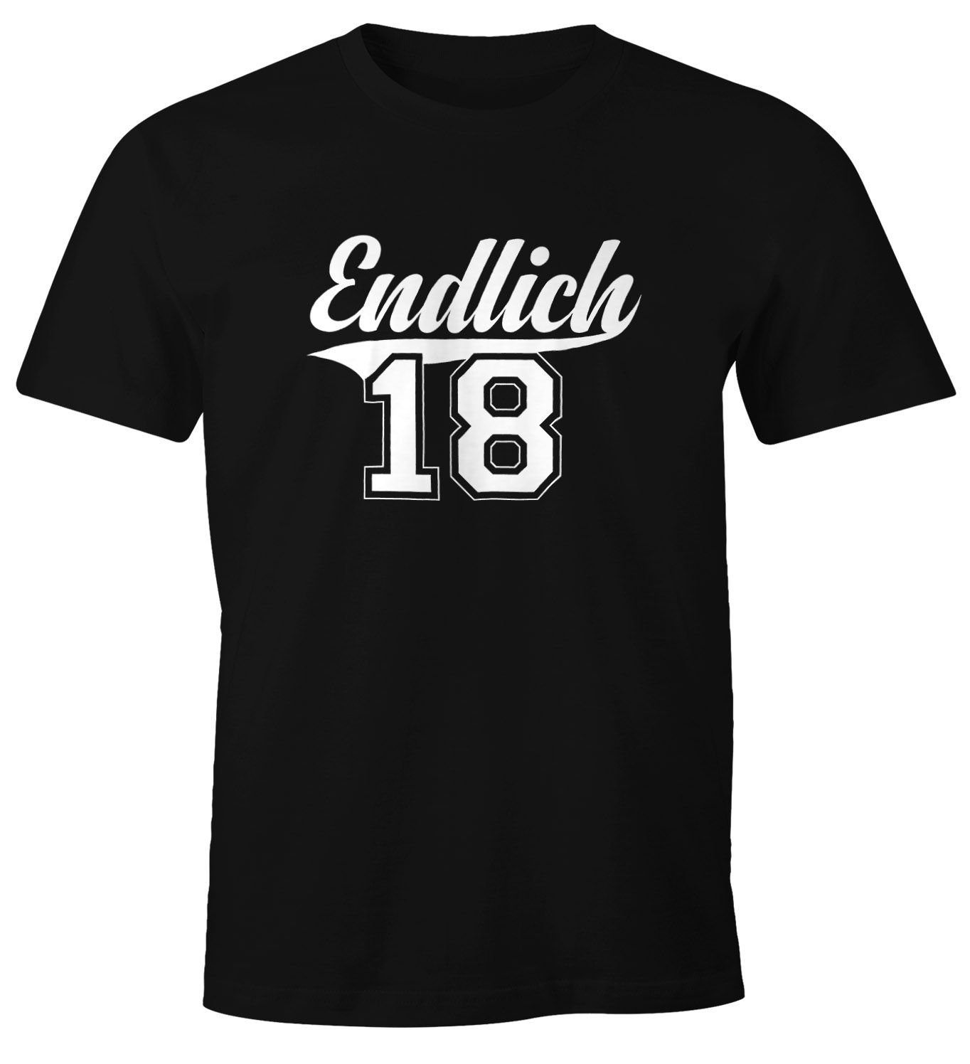 Print-Shirt Herren T-Shirt Geburtstag Geschenk Endlich 18 College Stil Volljährig