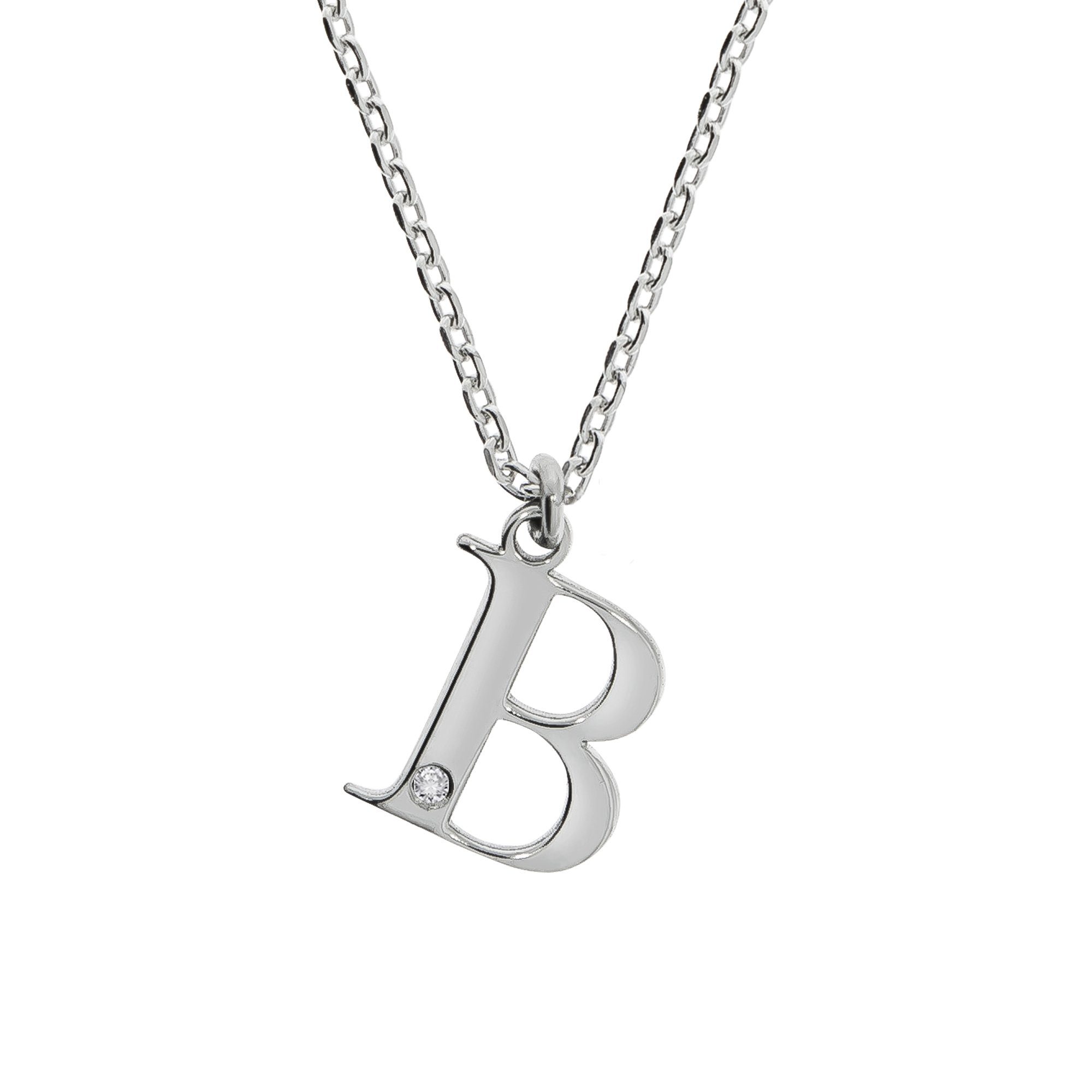 Diamonds by Ellen K. Kette mit Anhänger Silber 925 mit 1x Diamant 0,008ct. Buchstabe B