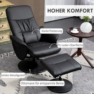 HOMCOM Relaxsessel Fernsehsessel, Relaxliege mit Liegefunktion (Polstersessel, 2-St., TV Sessel), für Wohnzimmer, Schlafzimmer, Kunstleder, Schwarz