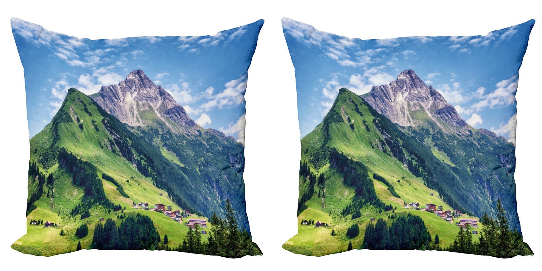 Kissenbezüge Modern Accent Doppelseitiger Digitaldruck, Abakuhaus (2 Stück), Natur Spring Scene Berg