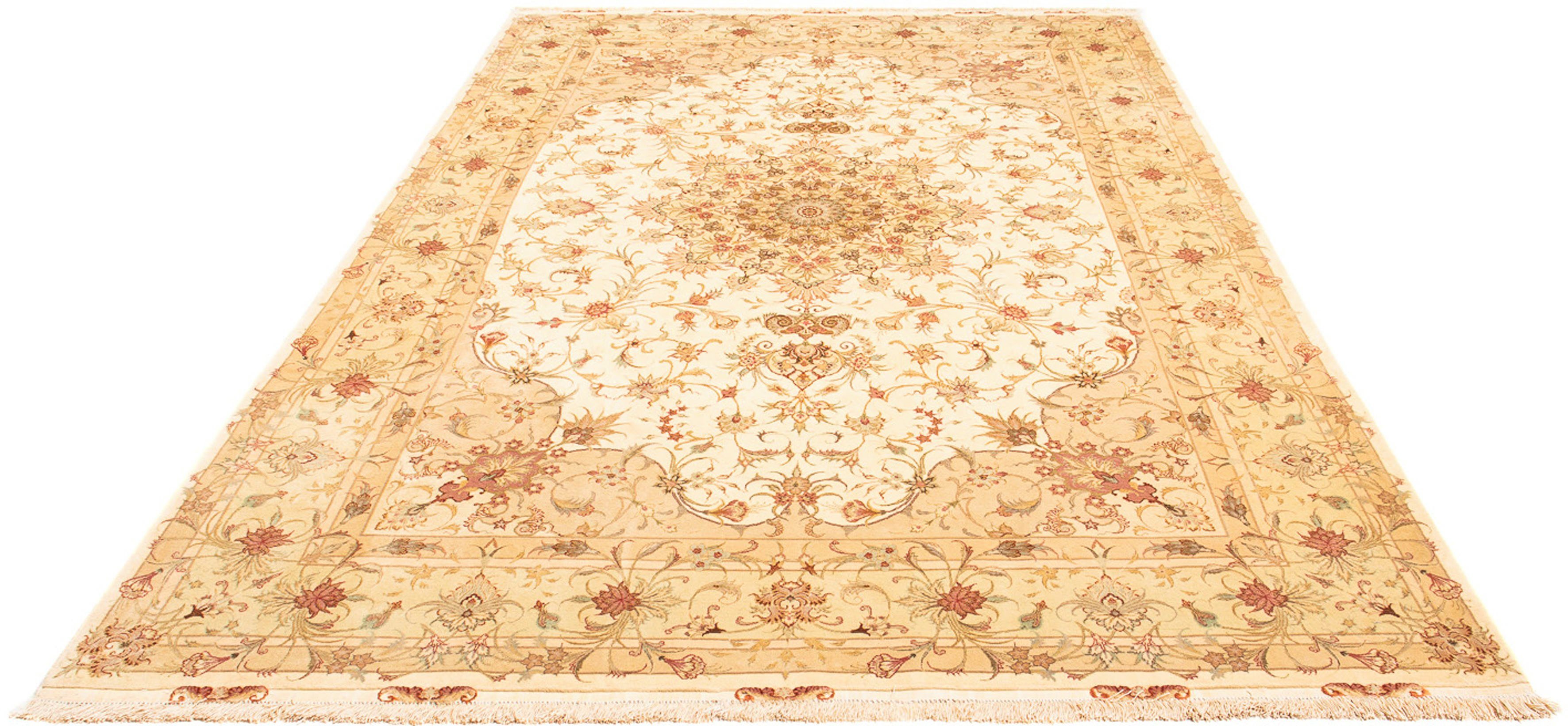 Orientteppich Perser - Täbriz - Royal - 302 x 198 cm - beige, morgenland, rechteckig, Höhe: 7 mm, Wohnzimmer, Handgeknüpft, Einzelstück mit Zertifikat