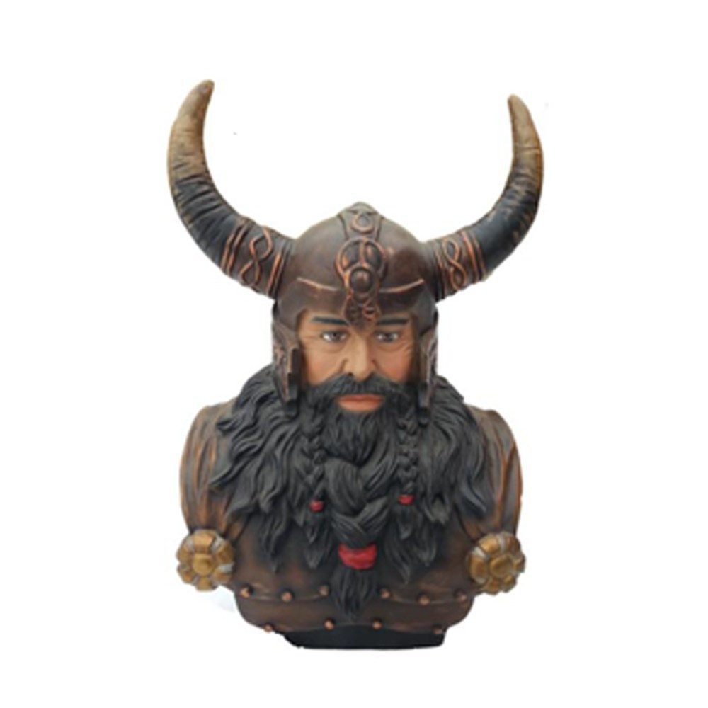 Dekofigur Wikinger-Büste mit Helm und Hörnern aus Polyresin