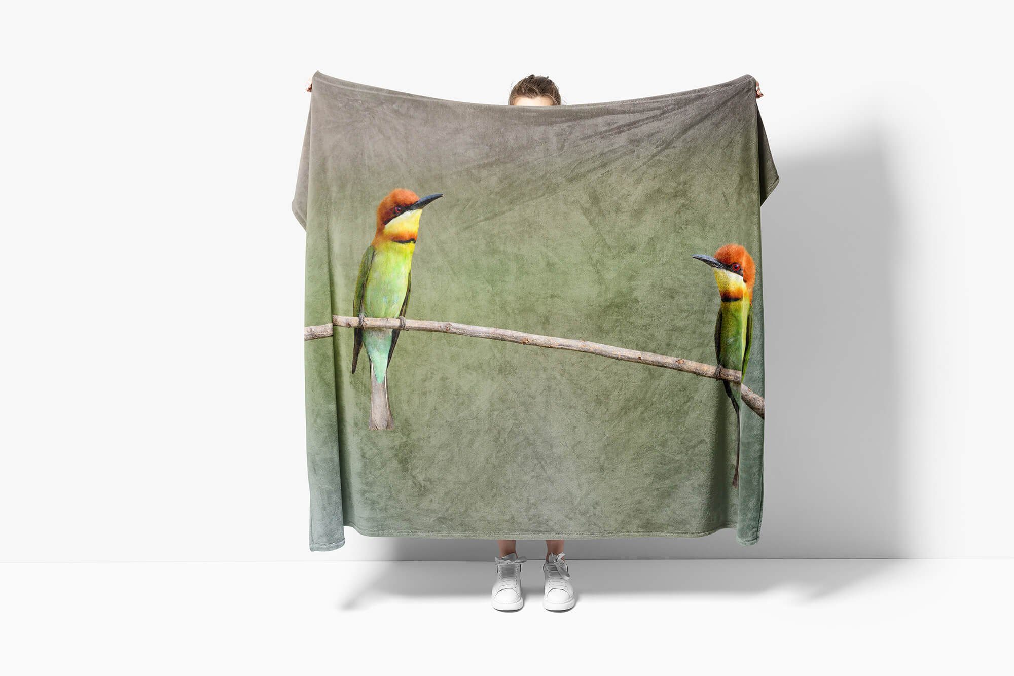 Sinus Art Handtücher Handtuch Tiermotiv bunte Strandhandtuch kleine Saunatuch Kuscheldecke Baumwolle-Polyester-Mix Handtuch (1-St), Vögel, mit