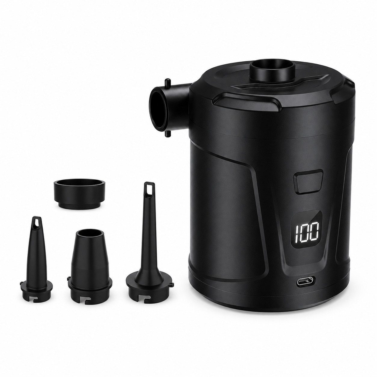 ibettertec Akku-Luftpumpe Elektrische Luftpumpe 5200mAh Pumpe Akku mit 4 Düsen (wiederaufladbare Mini-Akku-Luftpumpe, 400L/min Schnelles Aufblasen Luftmatratzenpumpe), Tragbare Luftmatratzenpumpe für Pool Schwimmer, Camping, Typ-C