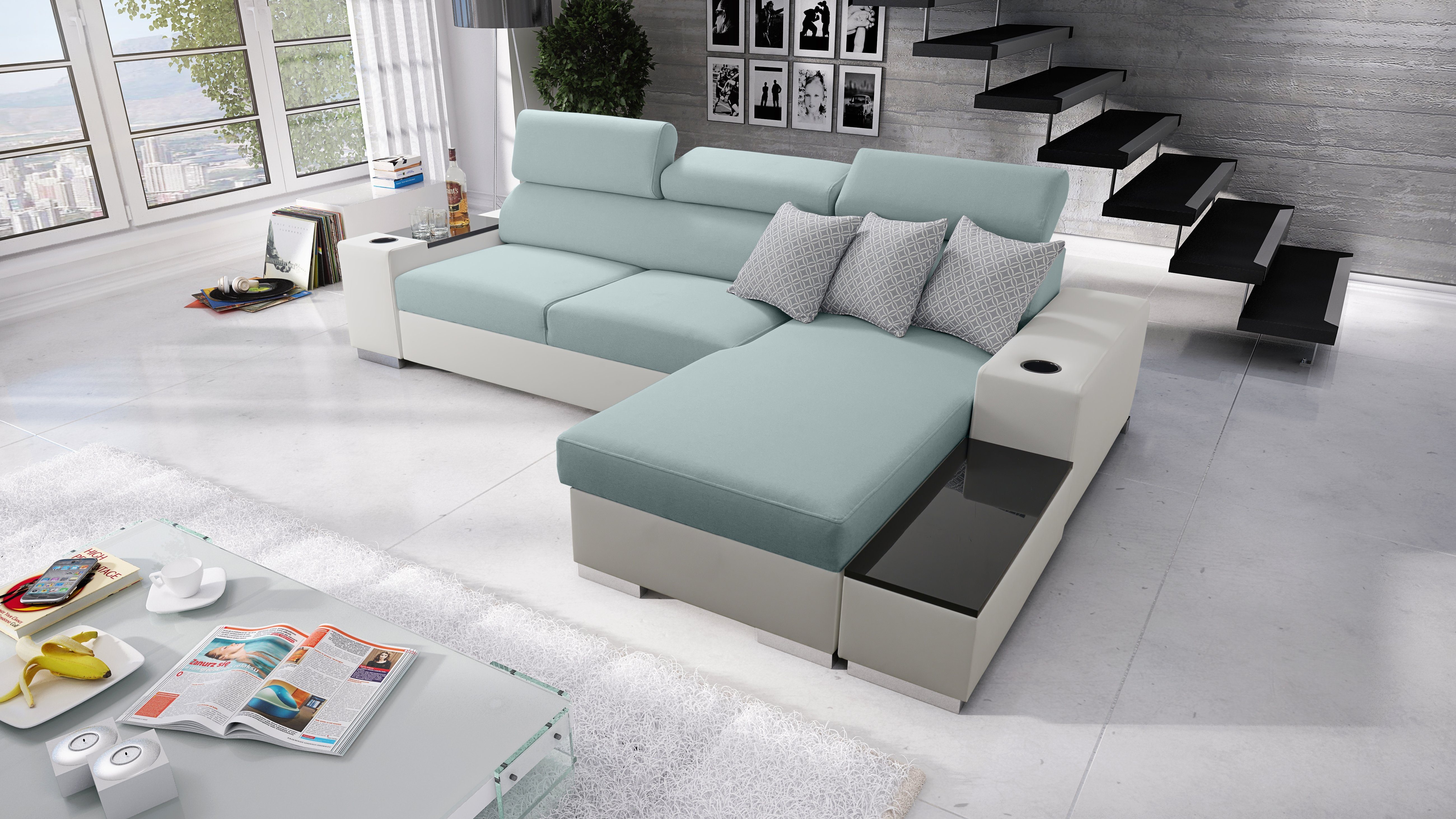 Best for Home Ecksofa Pete I Maxi: Schlaffunktion & Bettkasten für das Moderne Wohnzimmer SAWANA72+EKJI