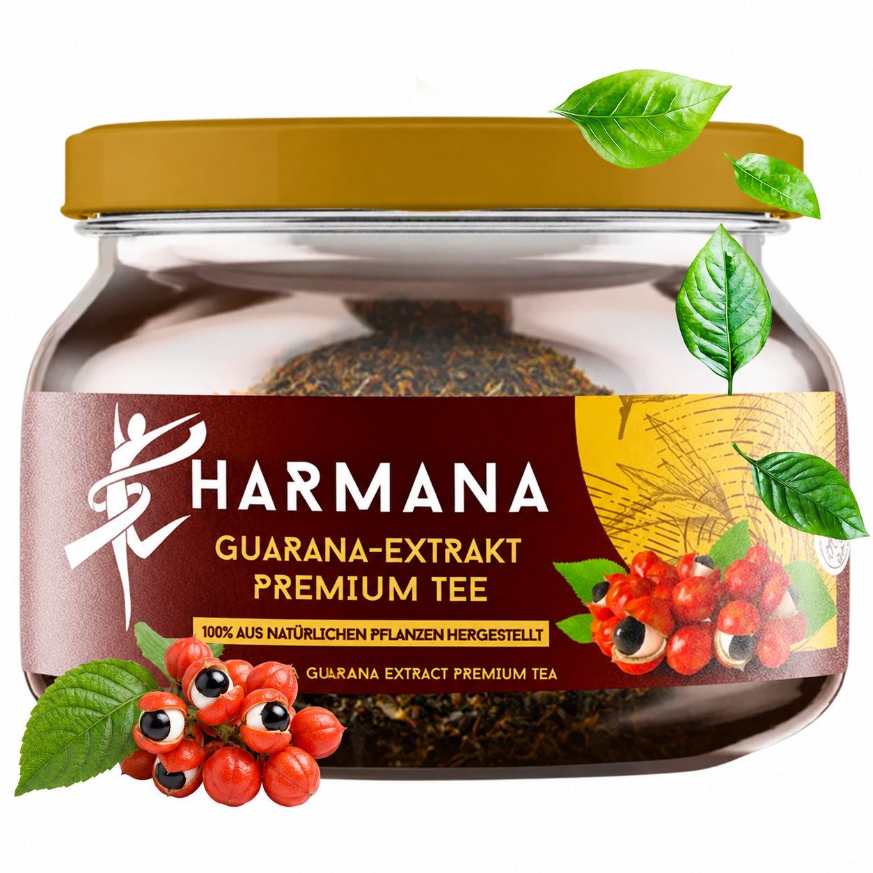 Harmana Tee Guarana Extrakt Tee-Grüntee,Natürlich Stoffwechsel Mix, Aromatisch, 150 g