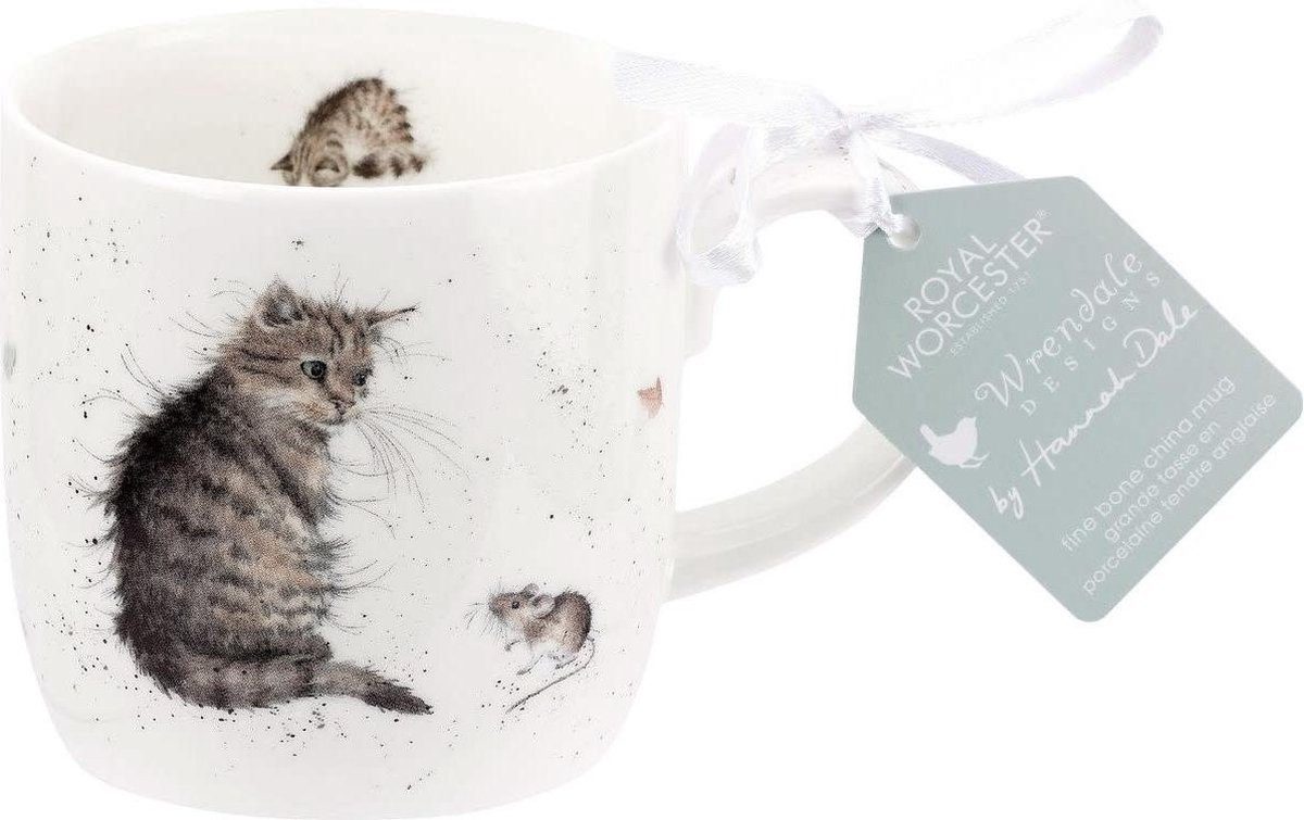 Wrendale Tasse Katze und Maus, 1-tlg., Porzellan, mit Griff
