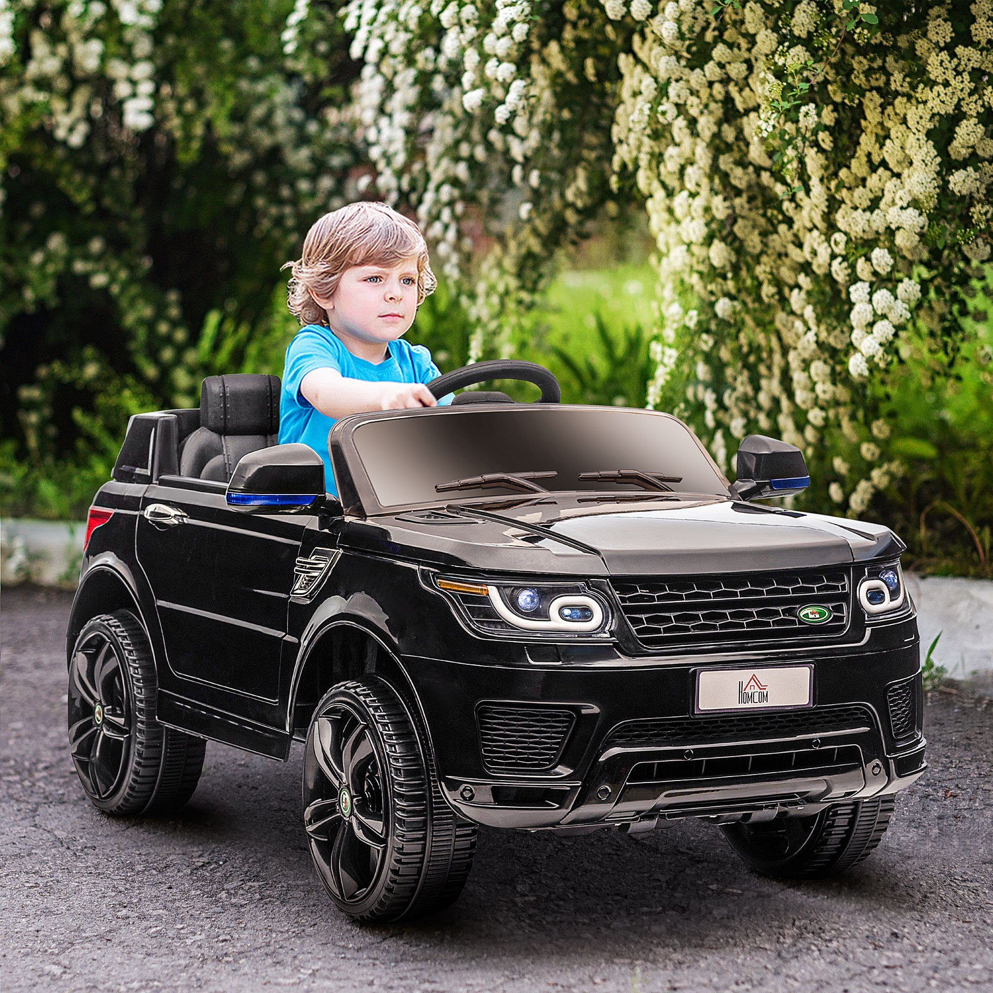 HOMCOM Elektro-Kinderauto Kinder-SUV mit Sicherheitsgurt, Belastbarkeit 30 kg, (1-tlg), Schwarz 110 x 68 x 52 cm