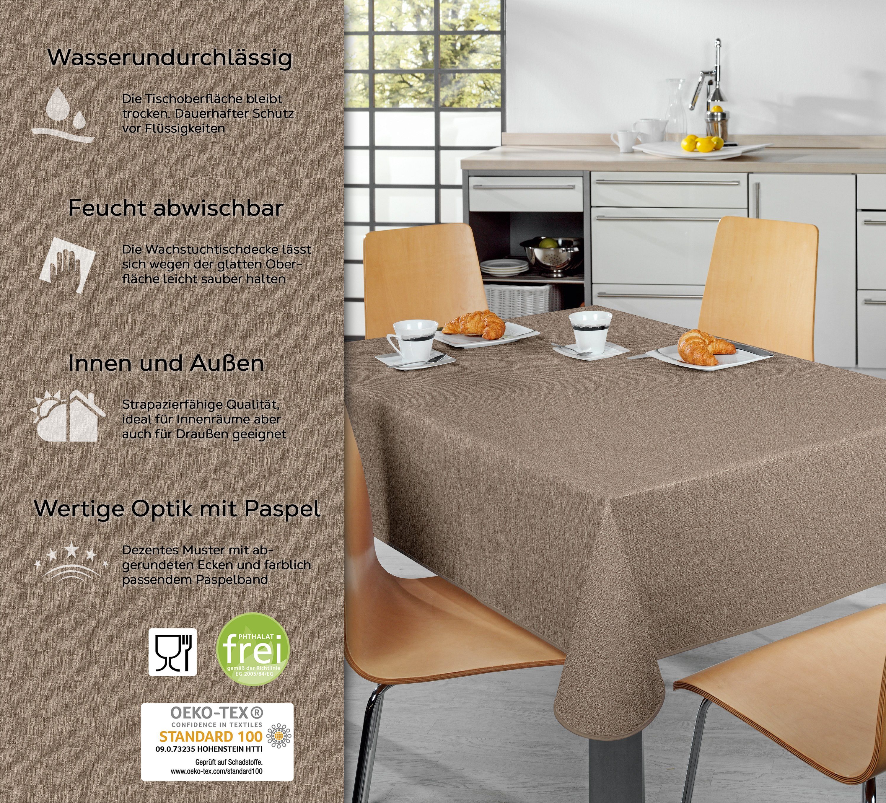 Beautex Tischdecke Wachstuch Tischdecke abwischbar rutschfest mit Paspelban günstig online kaufen