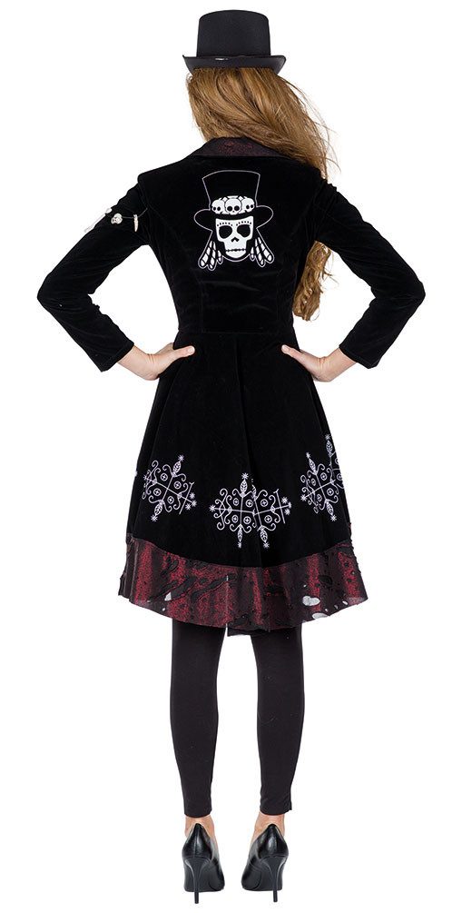 Karneval-Klamotten Kostüm Horror Voodoo Jacke Damen mit Aufdruck Totenkopf, Witch-Doktor Medizinmann Medizinfrau Priesterin Damenkostüm Halloween