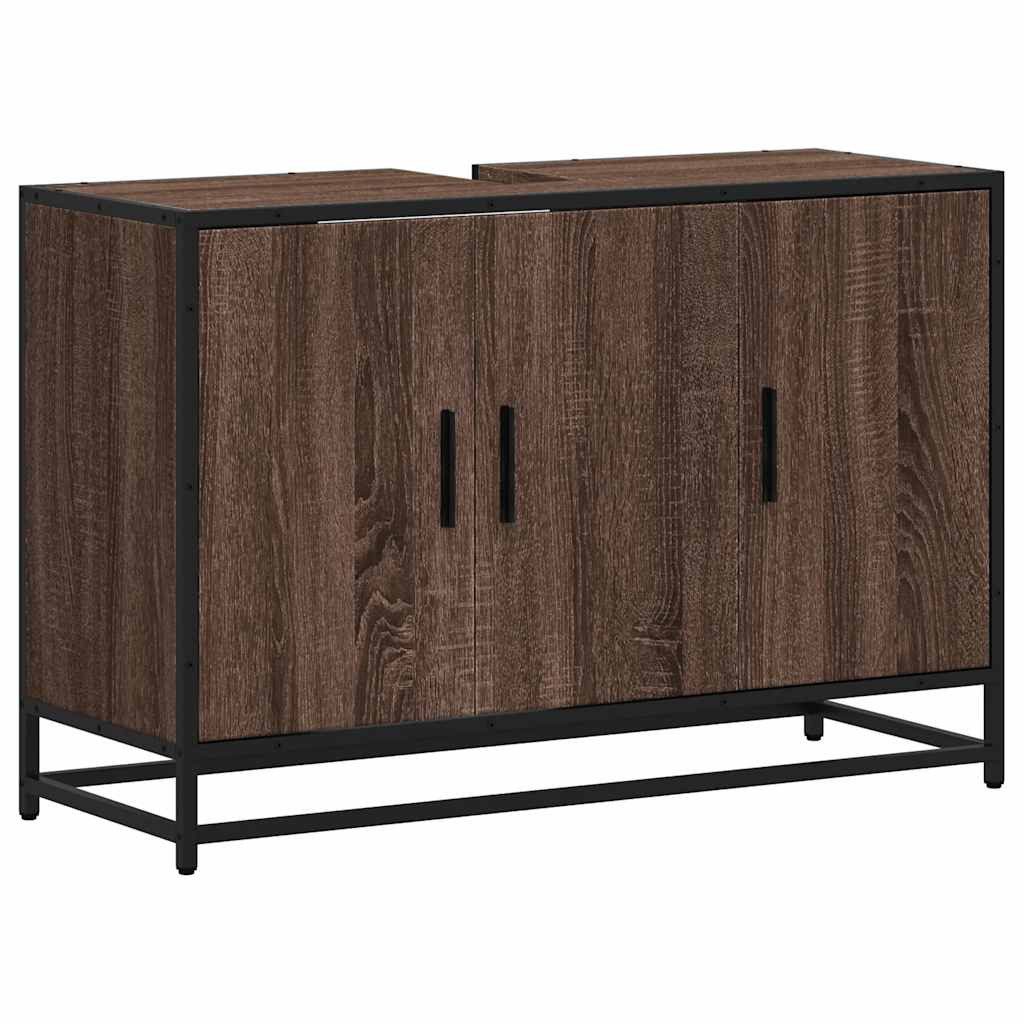 vidaXL Badezimmer-Set Waschbeckenunterschrank Braun Eichen-Optik 90x33x60 günstig online kaufen