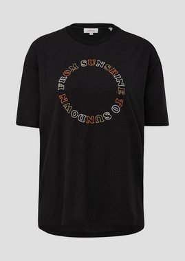 s.Oliver Kurzarmshirt T-Shirt aus Leinenmix mit Rippblende