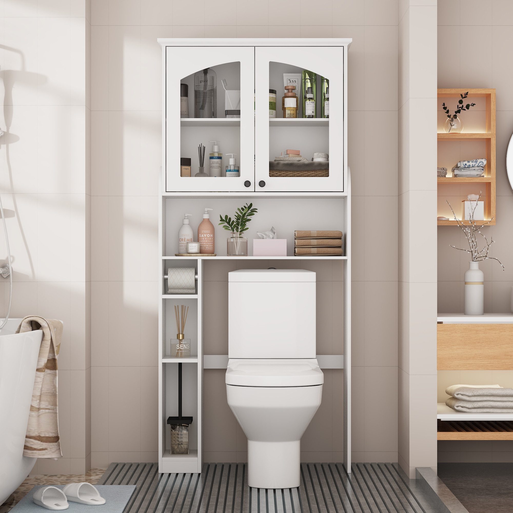 FUFU&GAGA Hochschrank Toilettenregal, 80*25*180cm, MDF günstig online kaufen