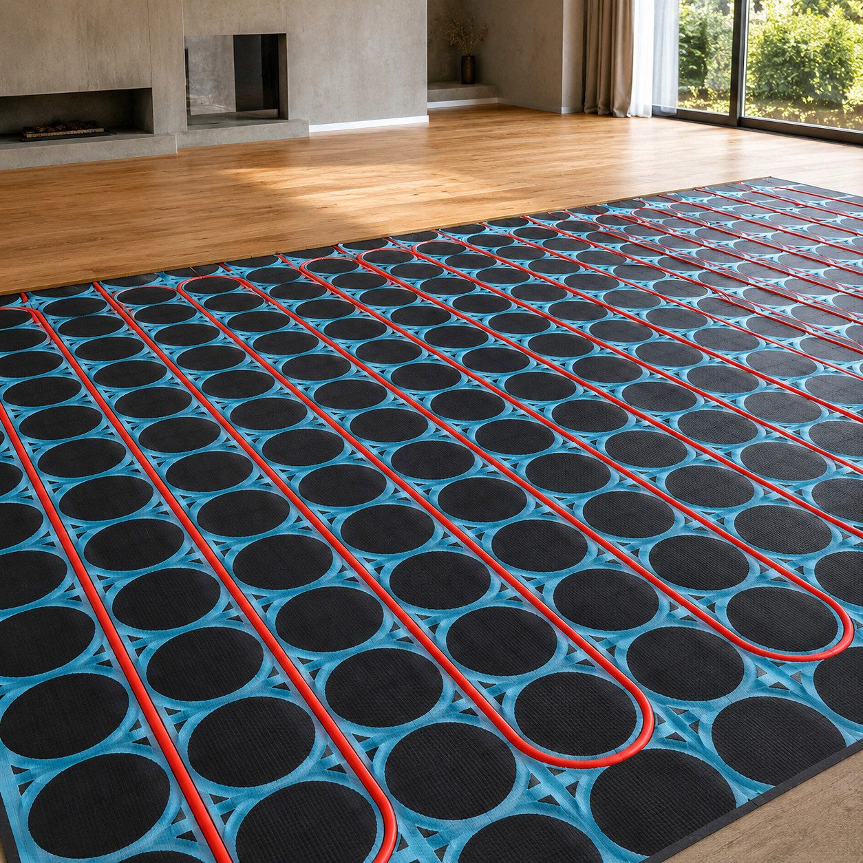 ART OF BAAN Fußbodenheizung Fußbodenheizung Trockenbau ohne Estrich 120x60 cm 25mm 16x2 XPS Mörtel