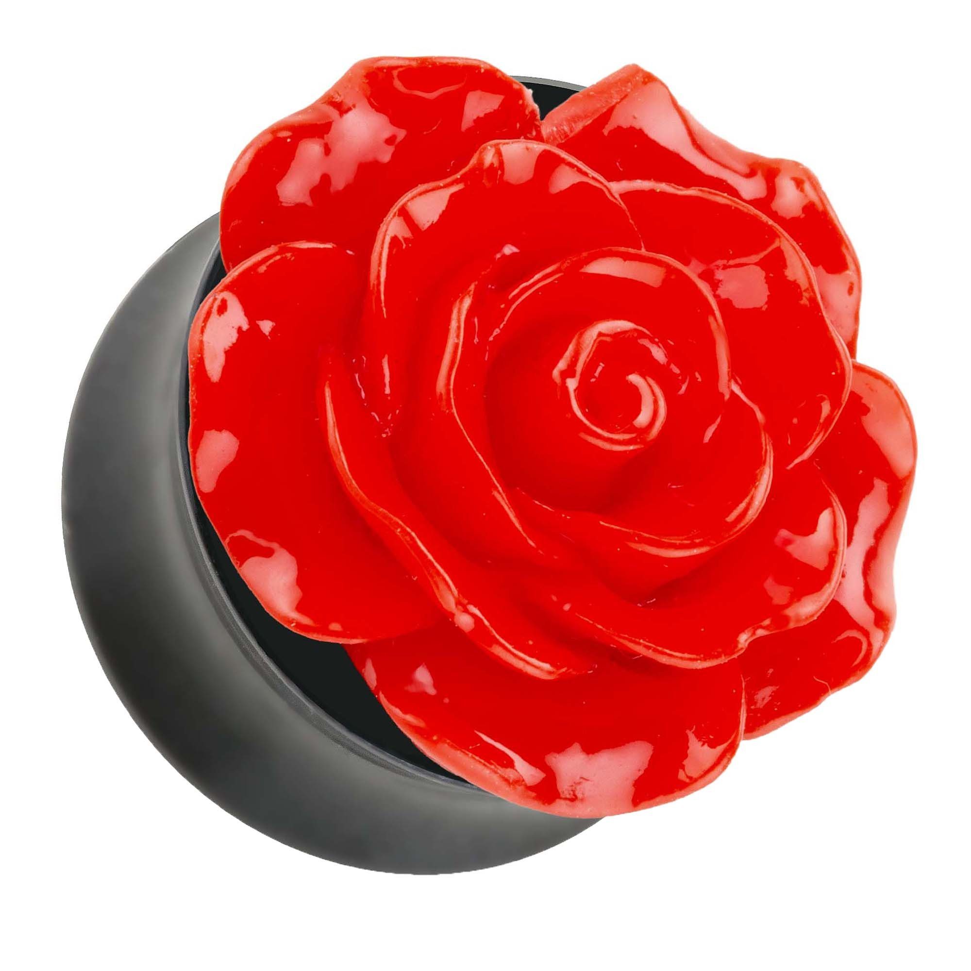 Taffstyle Plug Piercing Ohrpiercing Rose in 3D Optik Rot, Ohr Plug Flesh Tunnel Piercing Ohrpiercing Rose in 3D Optik