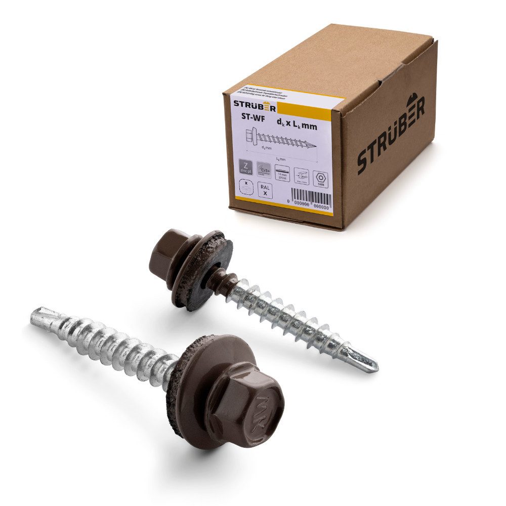 Schrauben- und Dübel-Set Trapezblechschrauben - Selbstbohrende Bohrschrauben mit Dichtscheibe