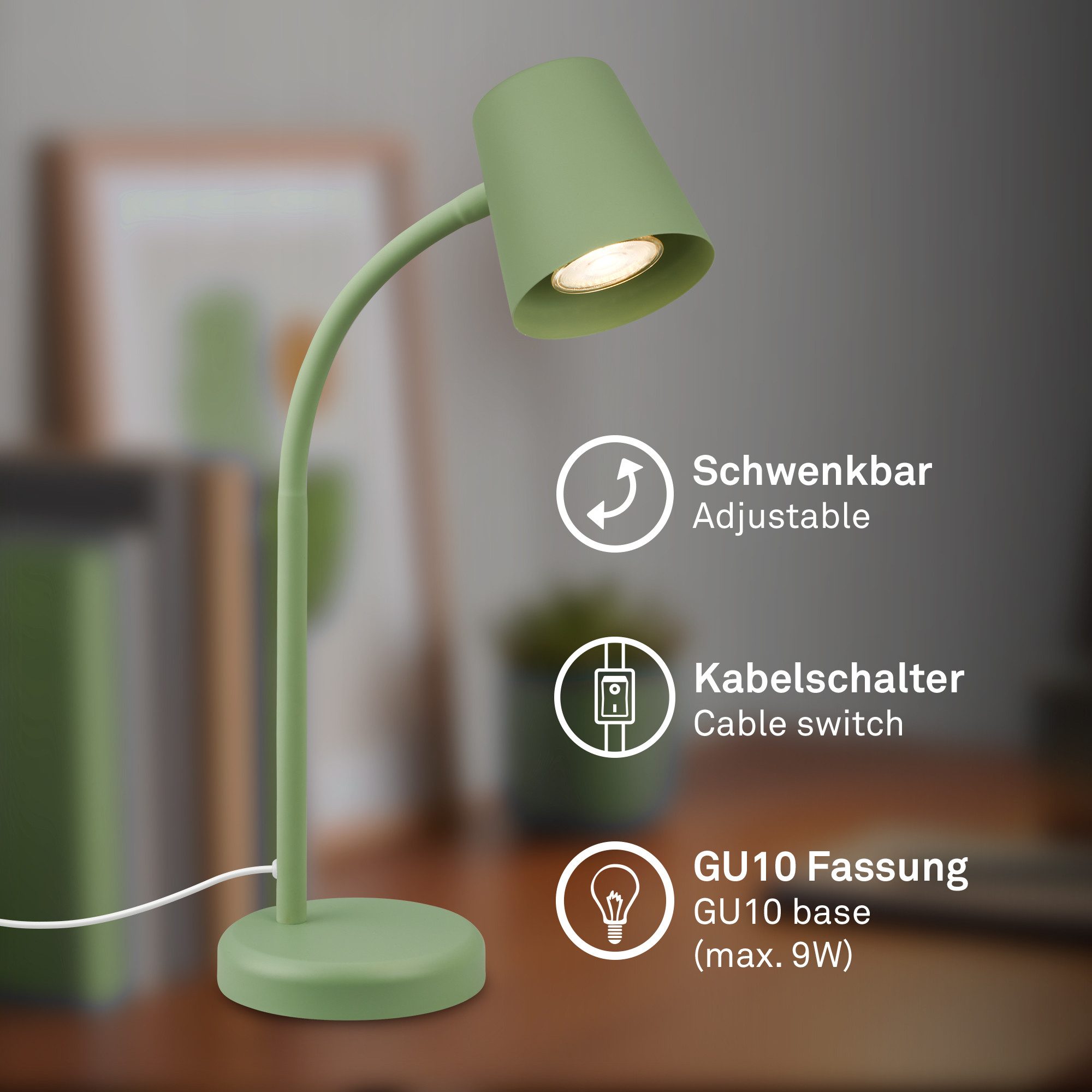 Briloner Leuchten Tischleuchte LED Tischlampe Bürolampe Homeoffice Schreibtischlampe Kinderzimmer, ohne Leuchtmittel, 2700K - Extra - Warmweiß