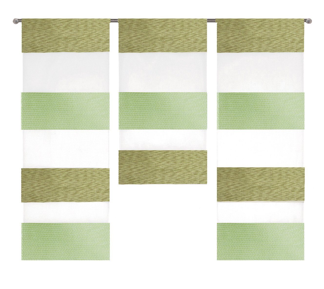 EXPERIENCE Scheibengardine 3er Set Miniflächen Scheibengardine Küchengardine Tunnelzug 2280 (3 St), Stangendurchzug, halbtransparent, Effektvoile, 3er Set Flächenvorhänge