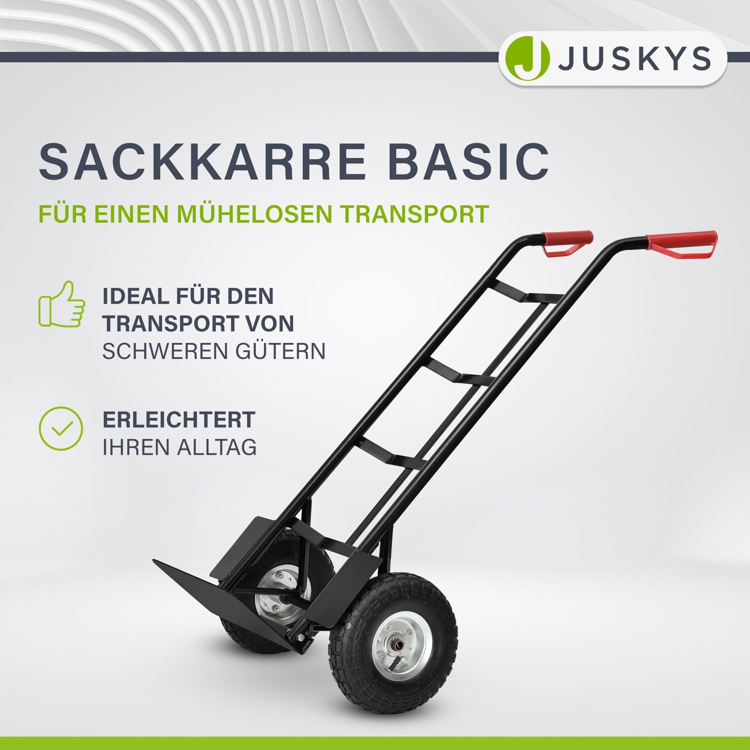 Juskys Sackkarre Basic, klappbar, mit großen Luftreifen und massivem Stahlrahmen, bis 100 kg