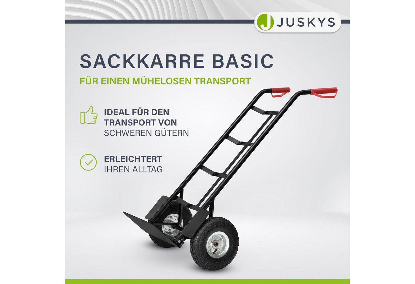 Thumbnail - Juskys Sackkarre Basic, klappbar, mit großen Luftreifen und massivem Stahlrahmen, bis 100 kg
