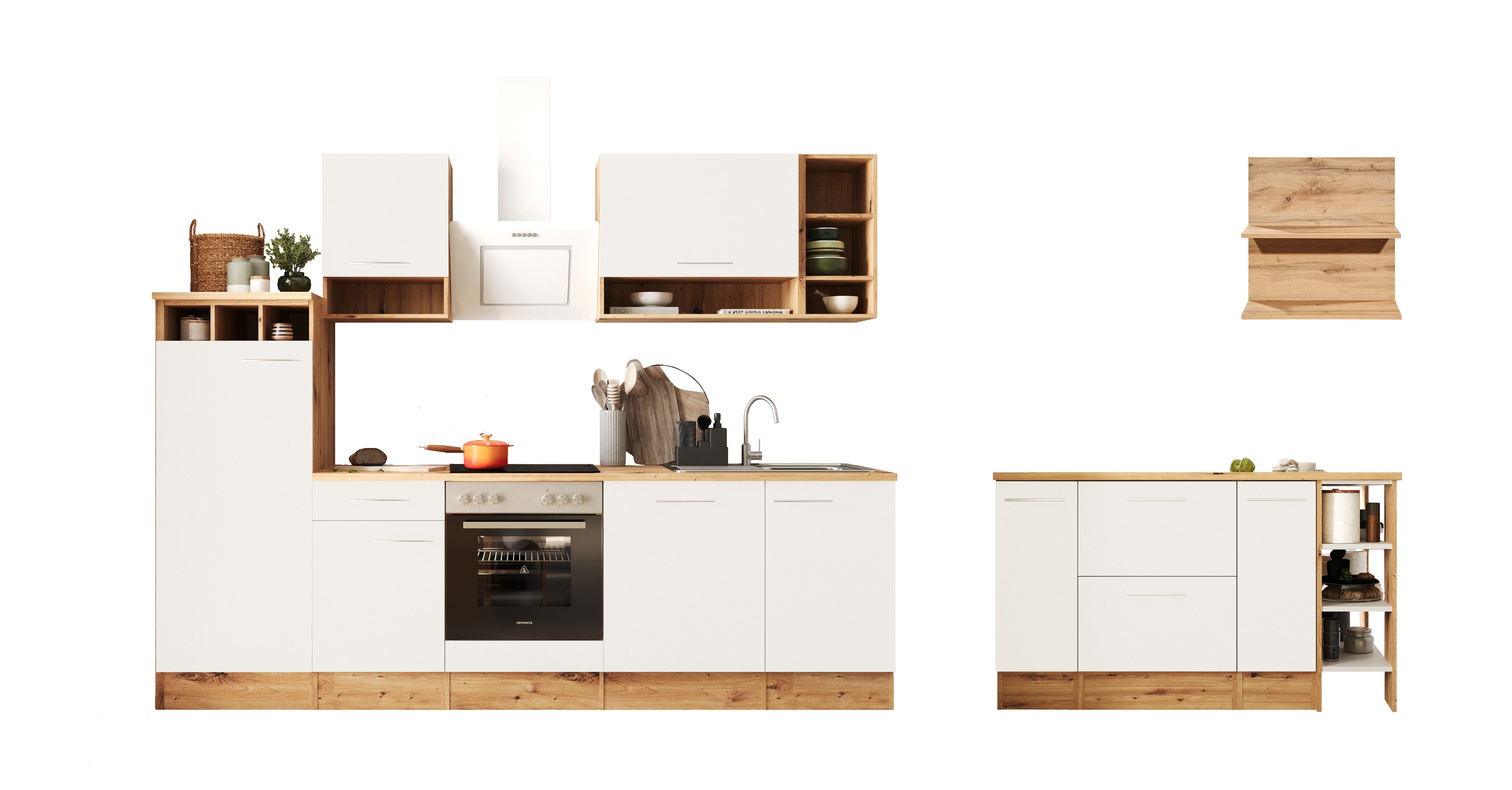 RESPEKTA Küchenzeile Hilde, Breite 280 cm, 90 cm Arbeitshöhe, in exklusiver Konfiguration für OTTO