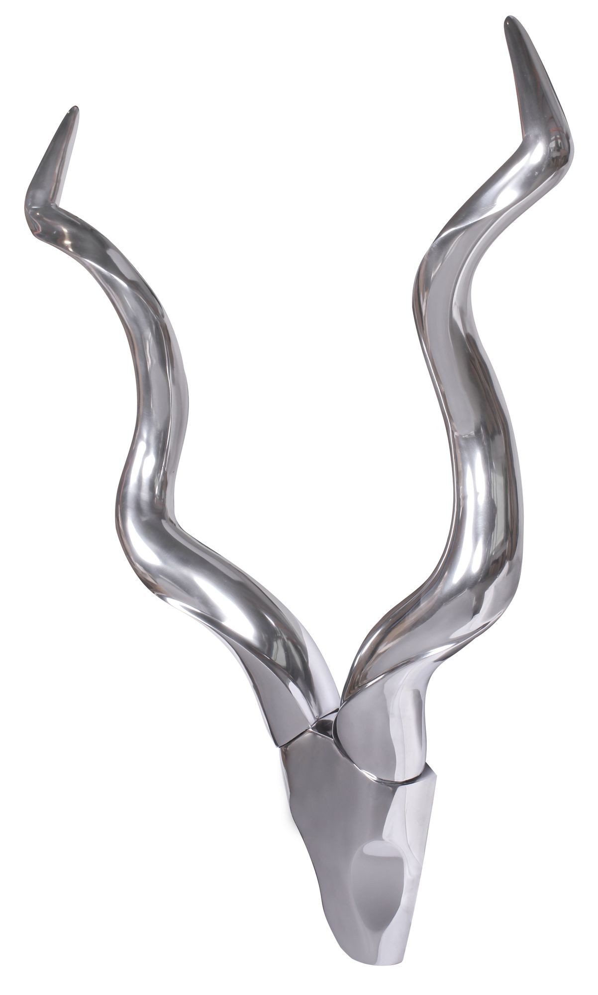 FINEBUY Wanddekoobjekt SuVa1239_1 Hirschgeweih Wanddekoration Alu Aluminium Silber Geweih (Große Wanddeko Hirschkopf Geweih aus Metall), Deko Hirschgeweih Aluminium 80 cm Silber modern