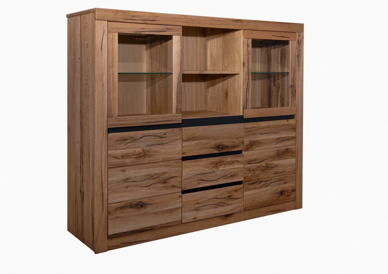Massivmoebel24 Highboard (Highboard Wild-/Zerreiche 160x45x140 Tabacco brown geölt MONTREUX #242)