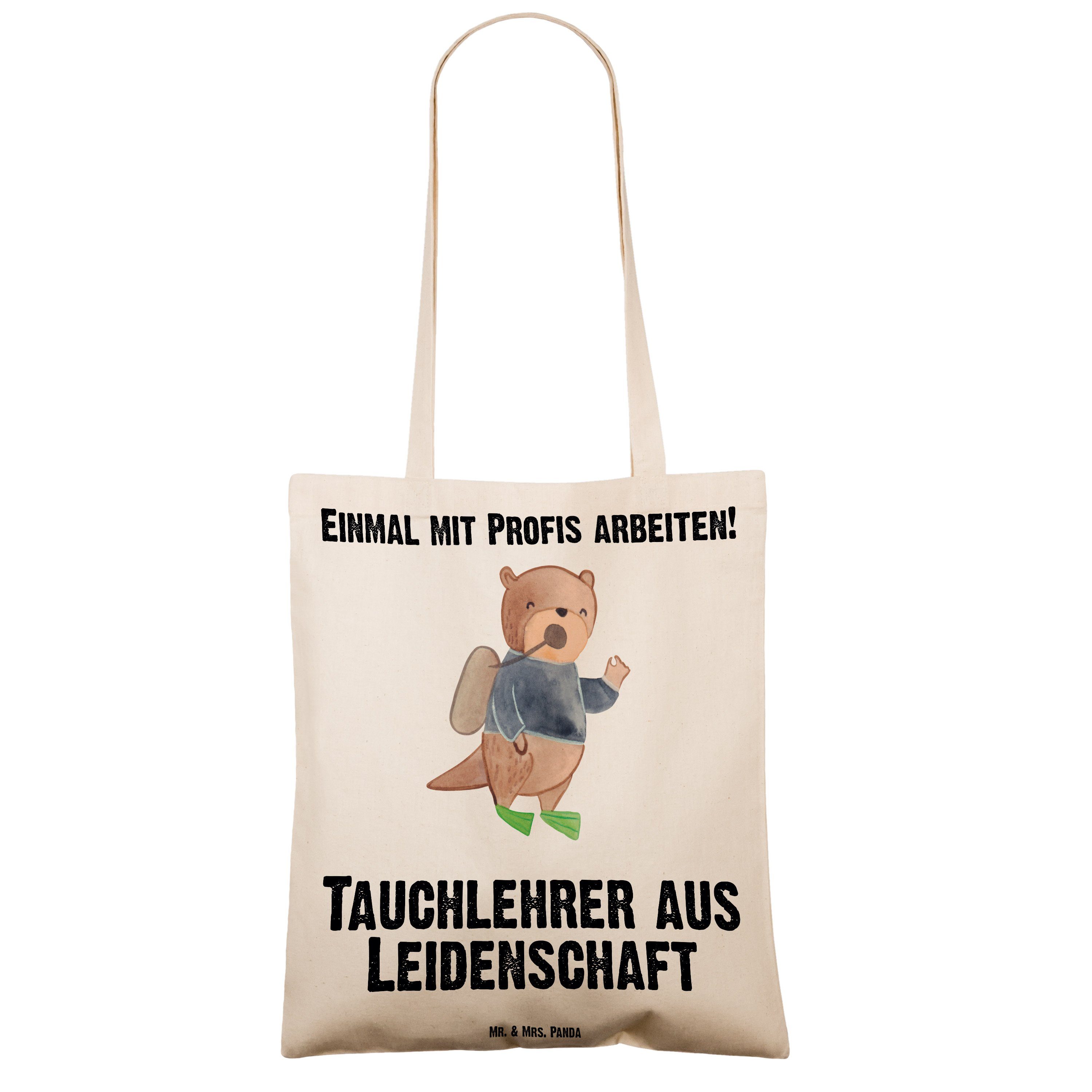 - Geschenk, Mr. & Tragetasche Mrs. (1-tlg) Leidenschaft Tauchlehrer Danke, Panda Beruf, aus Transparent -