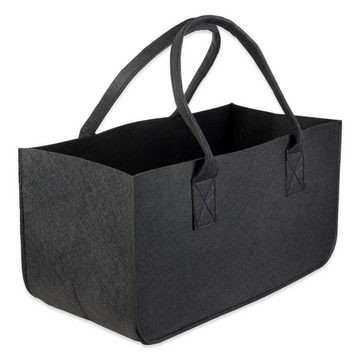 Schramm Henkeltasche Schramm® 1 oder 2 Stück Filztasche Tasche aus Filz schwarz 50x25x25 cm Kaminholztasche Holzkorb Einkaufstasche Filzkorb Zeitungskorb Shopper Taschen Filztaschen (1-tlg)