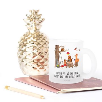 Mr. & Mrs. Panda Teeglas Waldtiere Picknick - Transparent - Geschenk, Teebecher, Glas Teetasse, Premium Glas, Liebevolle Gestaltung
