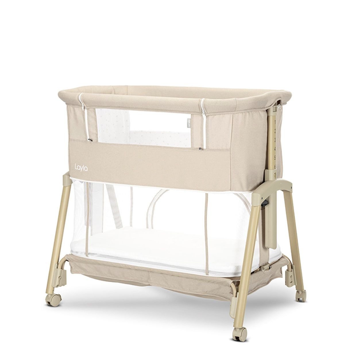 Lorelli Komplettbett Beistellbett Layla 2 in 1, Moskitonetz, Matratze, faltbar, Räder, Korb