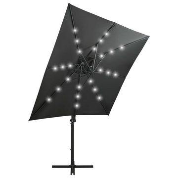 vidaXL Sonnenschirm Ampelschirm mit Mast und LED-Leuchten Anthrazit 250 cm