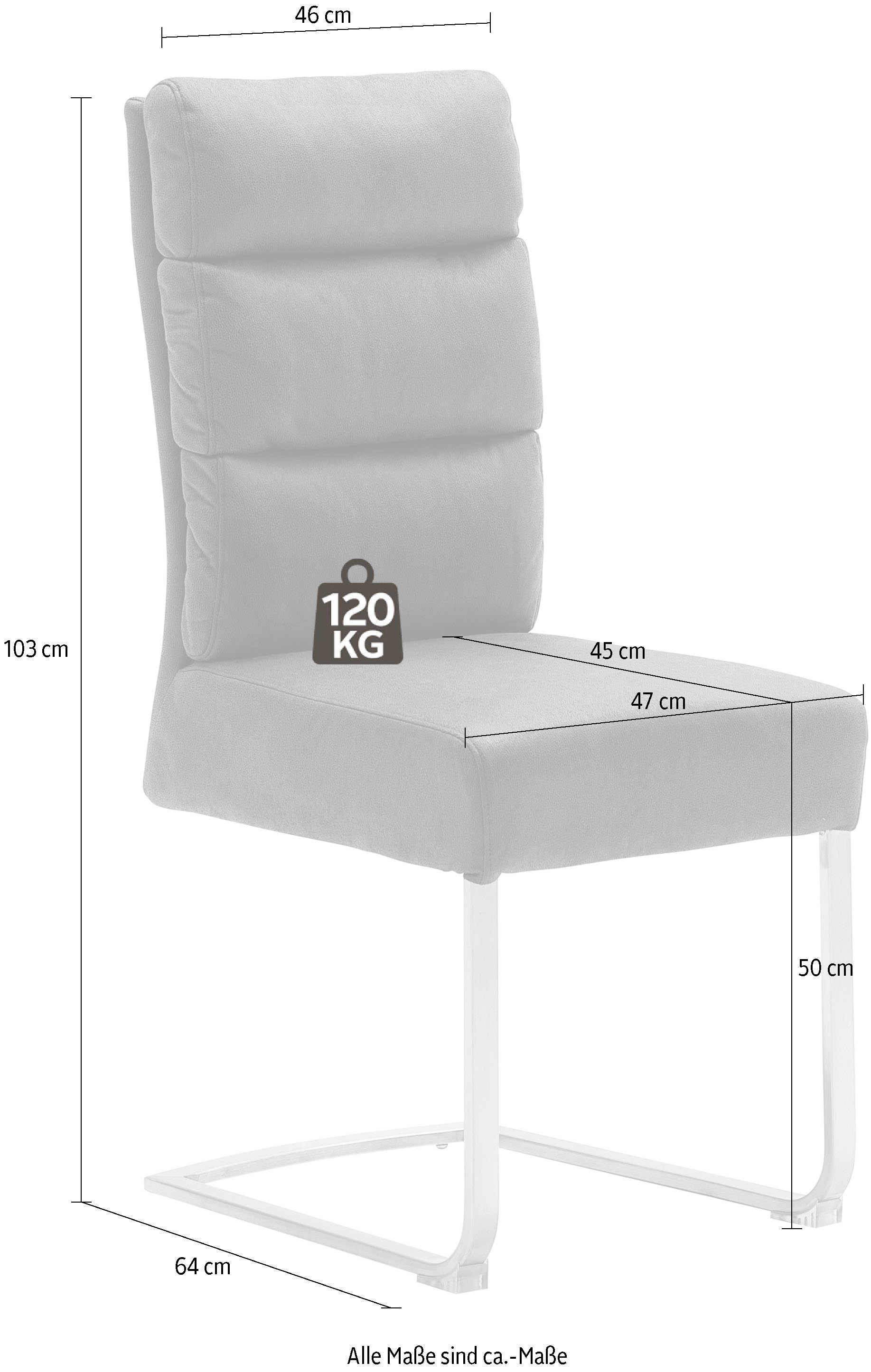 MCA furniture Freischwinger | 2 gebürstet 120 (Set, Kg Grau belastbar St), Rochester Stuhl | bis Edelstahl Grau