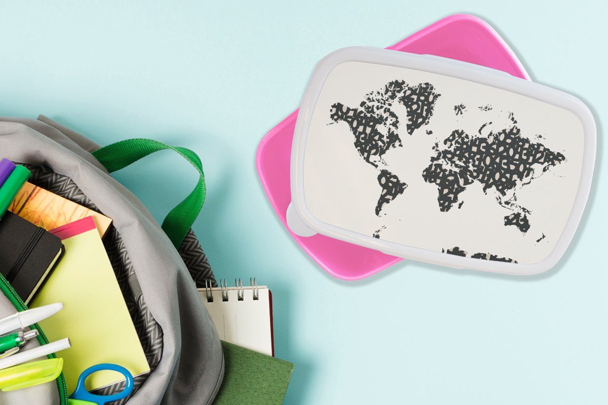- Weltkarte Kunststoff Brotdose Snackbox, Erwachsene, - Mädchen, rosa Kunststoff, Kinder, Weiß, (2-tlg), MuchoWow Zahlen für Lunchbox Brotbox