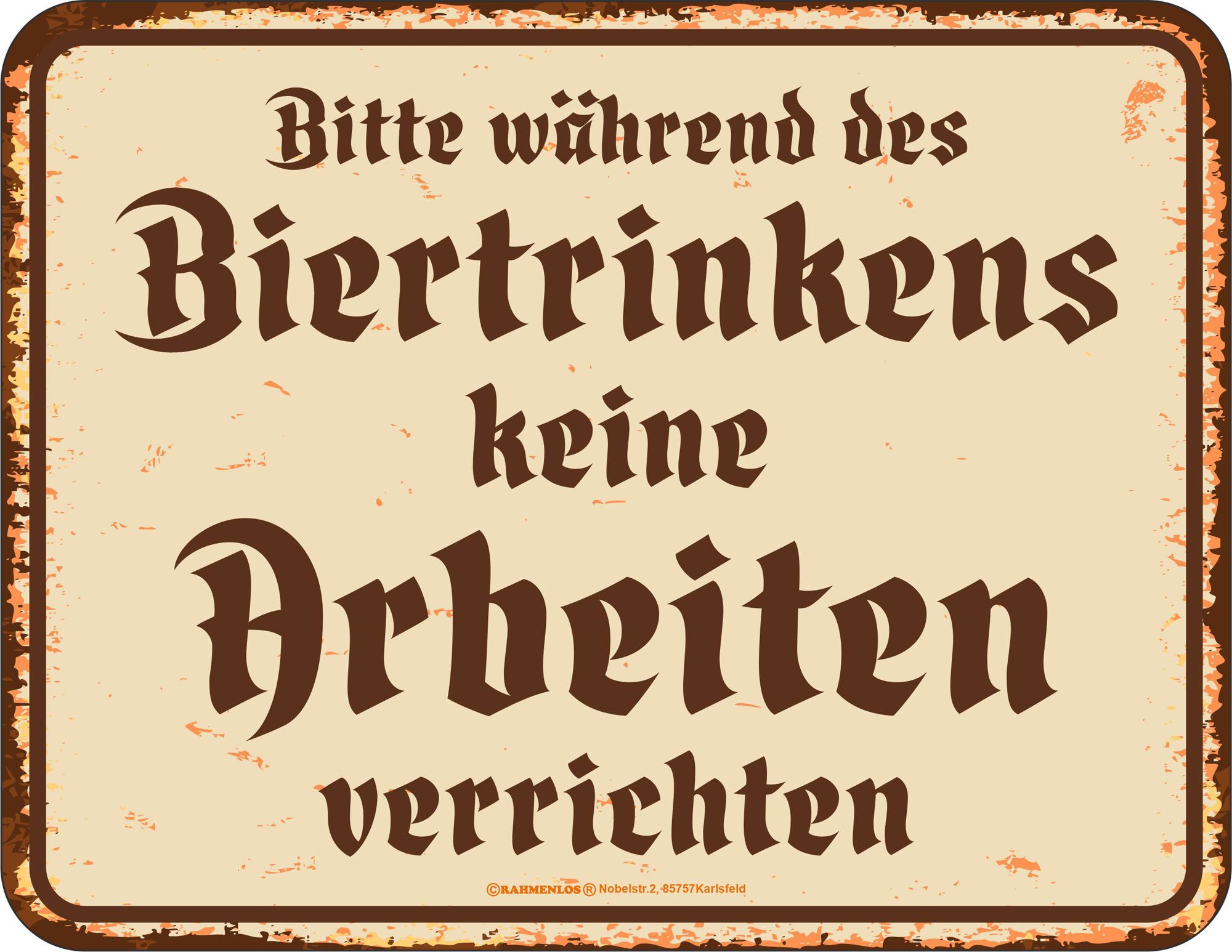 Metallschild Bier - Fun-Schilder - nicht arbeiten