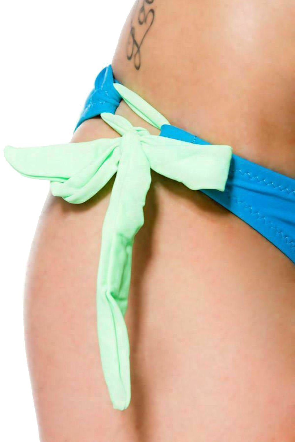 Samegame Push-Up-Bikini : blau Bikinihöschen Set blau/grün BH, Triangel-Bikini schwarz Push-Up rosa in