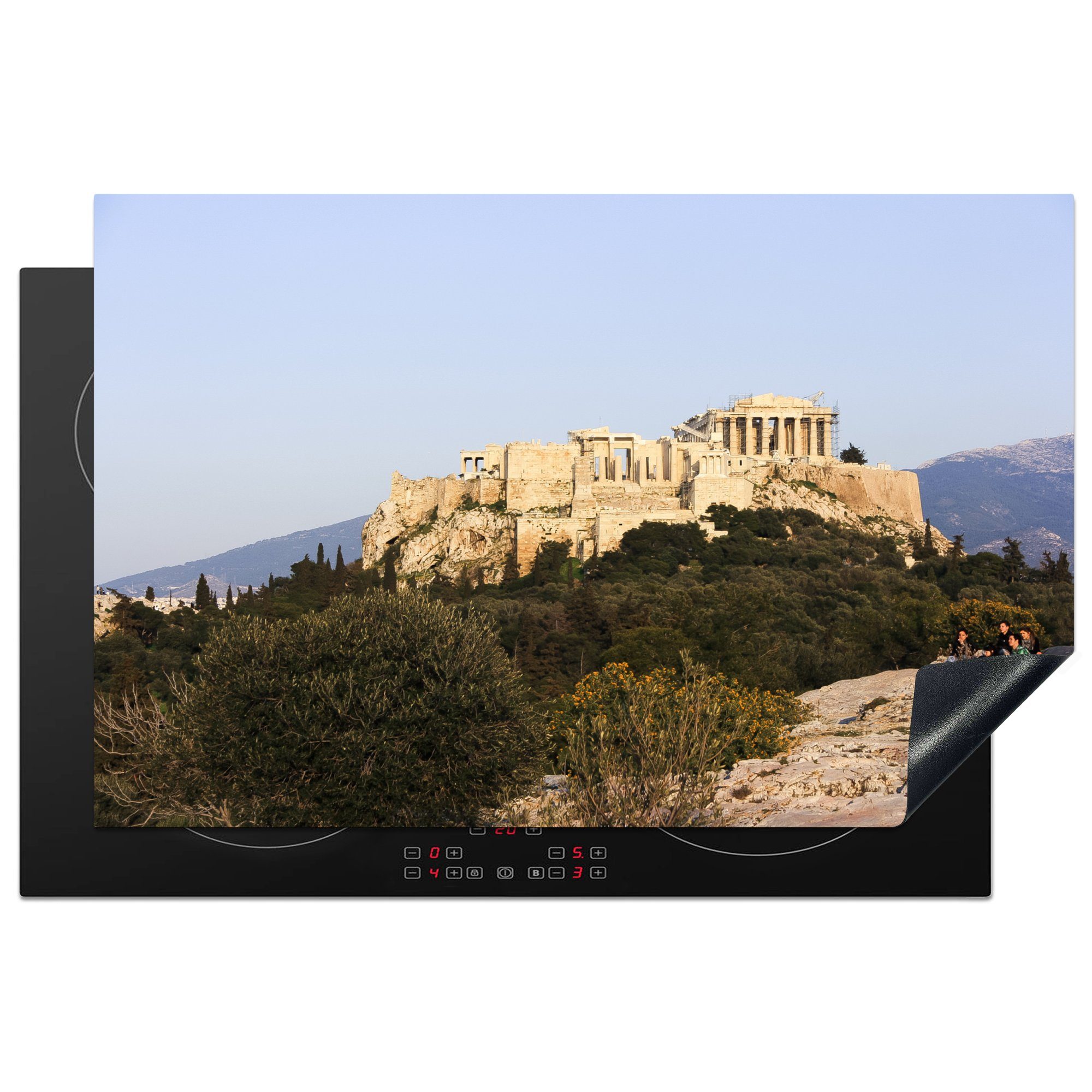 MuchoWow Herdblende-/Abdeckplatte Parthenon auf der Akropolis, Vinyl, (1 tlg), 81x52 cm, Induktionskochfeld Schutz für die küche, Ceranfeldabdeckung